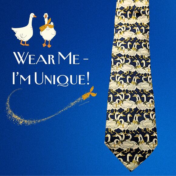 CINQUE LAMPADE 100% Silk Men's Tie Blue Geese w/ Bandanas Firenze Made in Italy - Picture 1 of 4